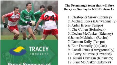 Fermanagh team to face Derry this Sunday has been named