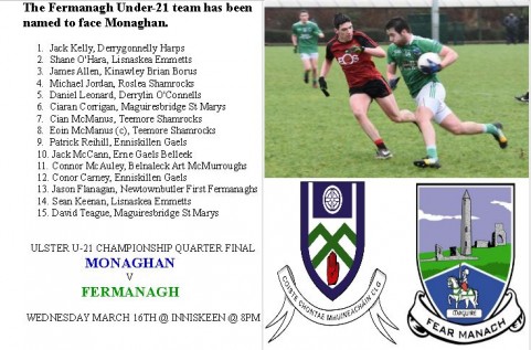 Fermanagh U21 SIDE v Mon u21