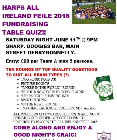 Derrygonnelly Harps are having a quiz