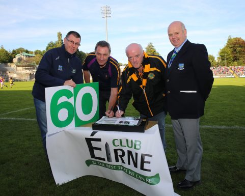 Ger Treacy of Club Eirne signs up both Derrygonnelly and Erne Gaels chairmen