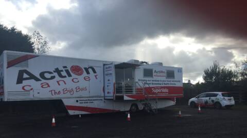Action Cancer’s Big Bus visited Derrygonnelly Harps