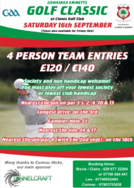 Lisnaskea Emmetts are going Golfing