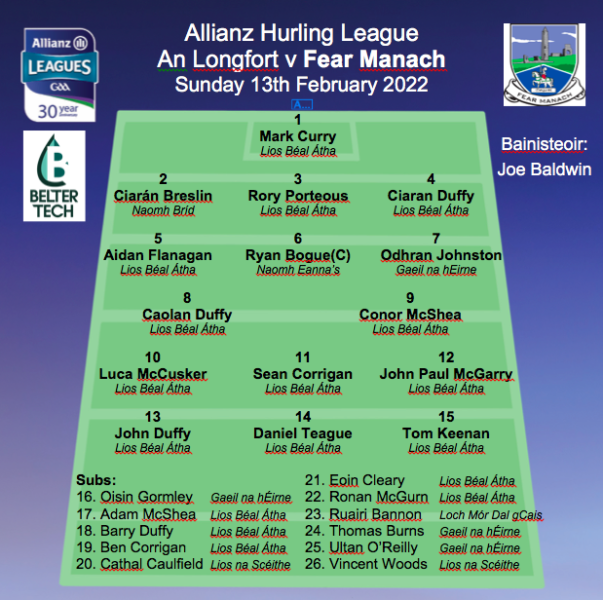 Allianz Hurling League Team News